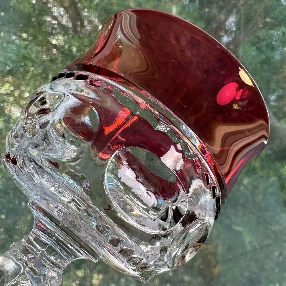 Vintage Tiffin Franciscan King’s Crown Ruby Flashed Cordial Glasses Set of 4